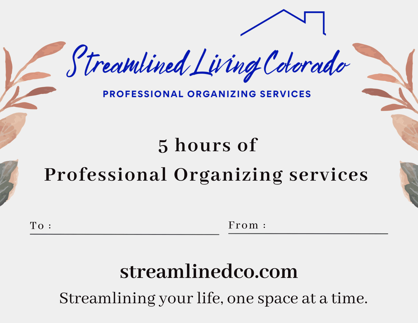 Streamlined Living Colorado Gift Certificate
